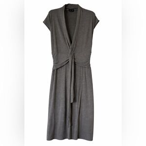 Max & Cleo Grey Faux-Wrap Midi Dress